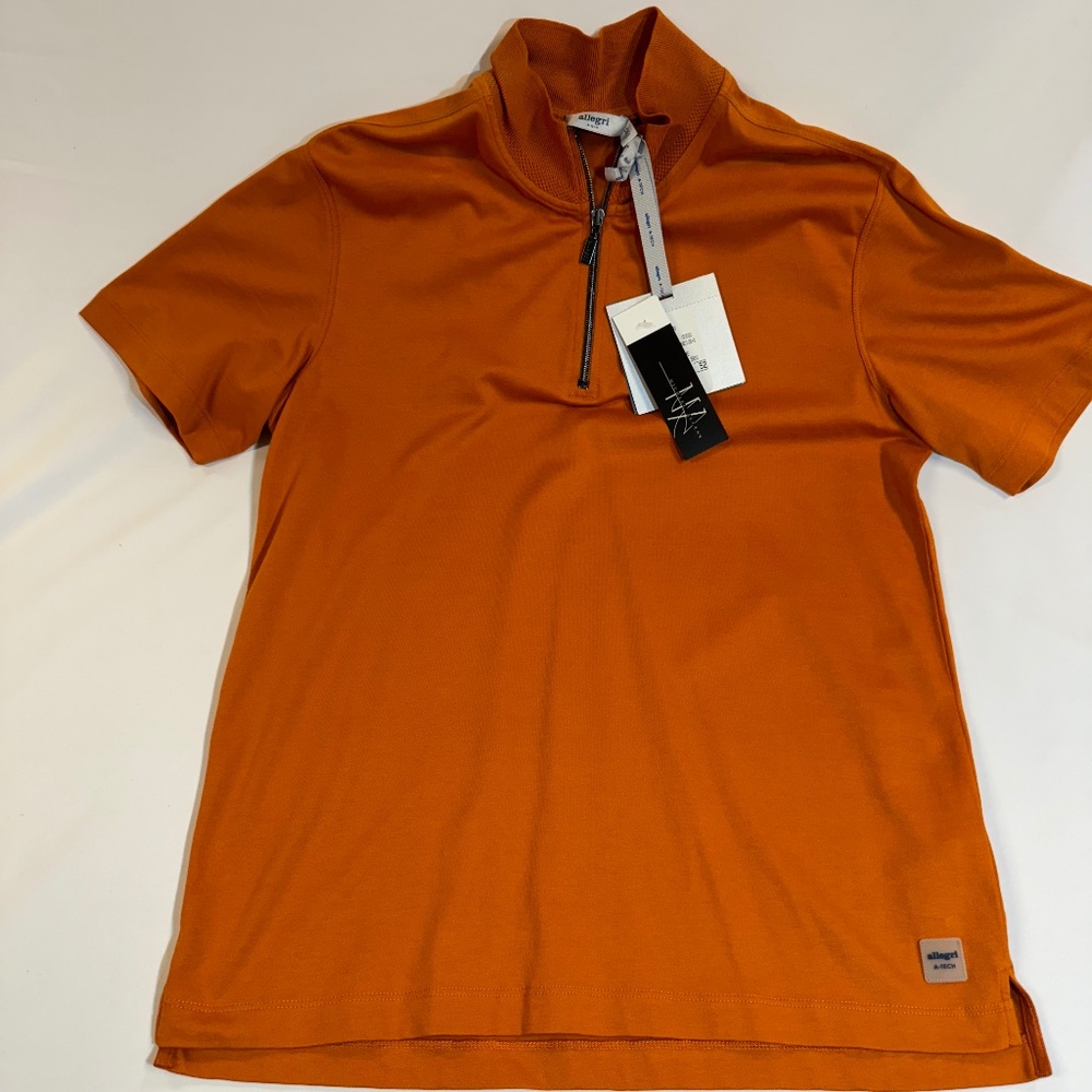 Allegri A-tech Burnt Orange Zipper Polo NWT